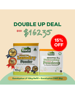 DOUBLE UP DEALS - Eucalyptus laundry Powder 10KG + Dishwashing Powder Eucalyptus 8kg 