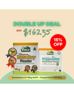 DOUBLE UP DEALS - Eucalyptus Laundry Powder 10kg + Peppermint Dishwashing Powder 8kg 